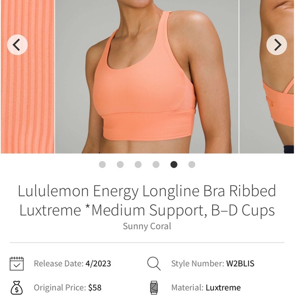 Lululemon Energy Longline Sports Ribbed Bra size 2 - Picture 1 of 3